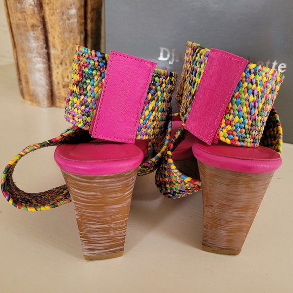 Django & Juliette Multi-Coloured Stacked Heel Sandals EU 40/US 9.5 - Picture 7 of 14